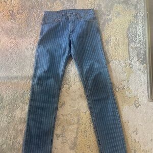 Men's Blue Pinstripe Skinny Jeans